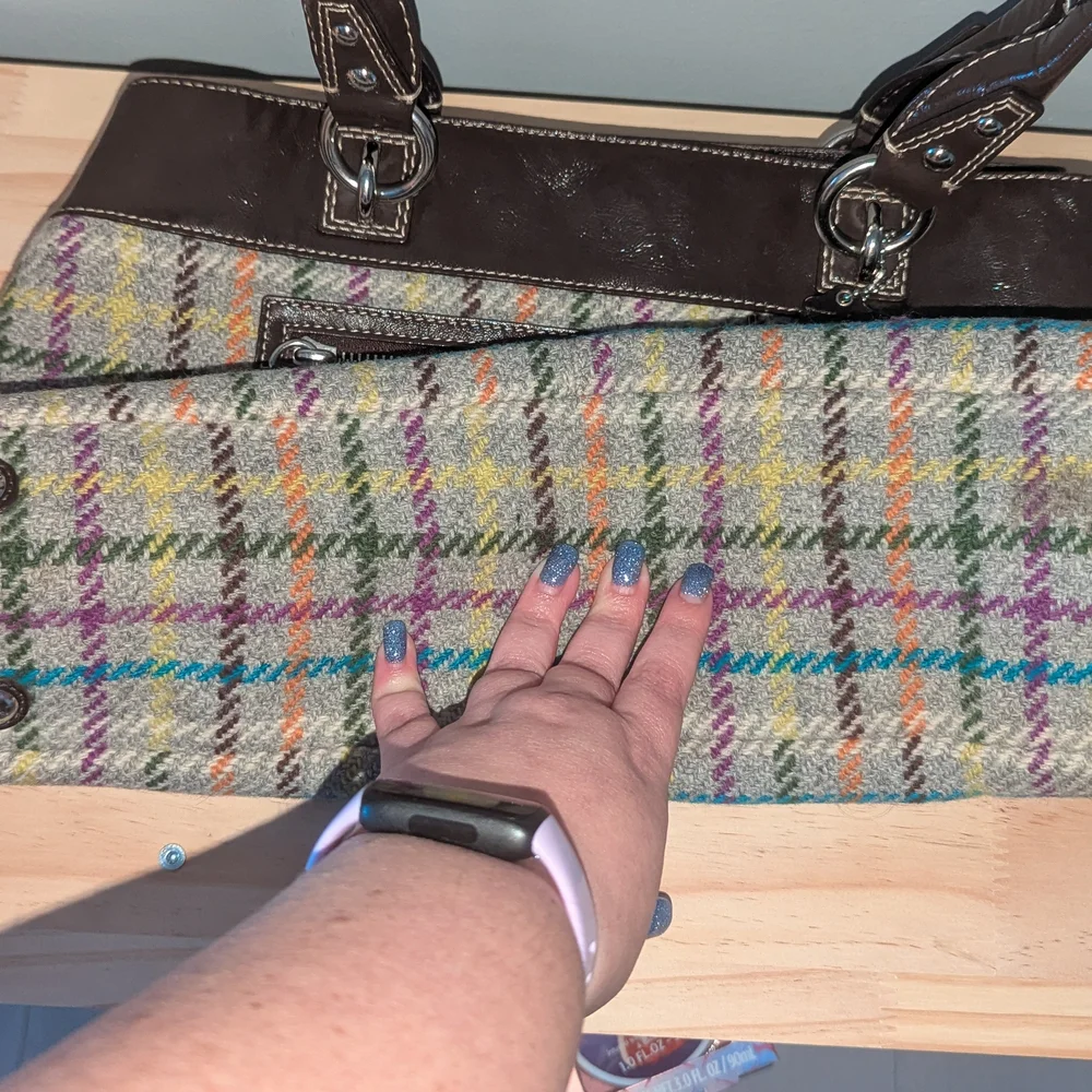 Coach Penelope Plaid Wool Tweed Tote Bag_6